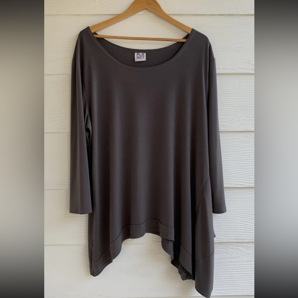 Planet Lauren G Grossman tunic top one Size Scoop Neck Asymmetric
